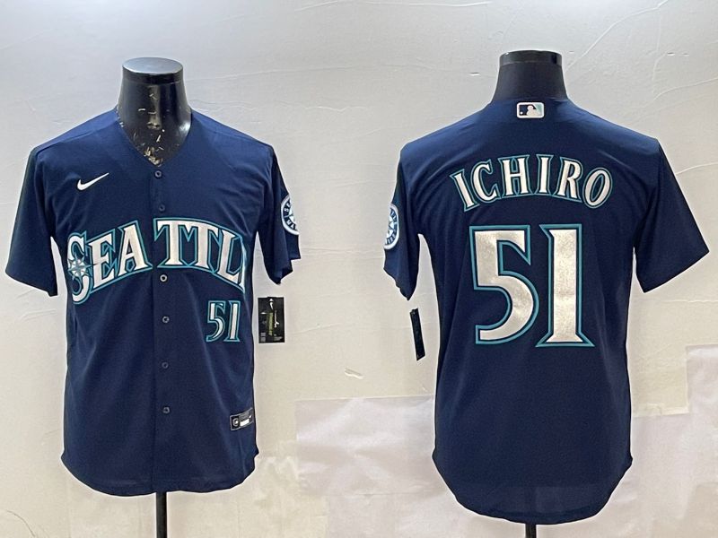 Men Seattle Mariners 51 Ichiro Blue Game 2025 Nike MLB Jersey style 3